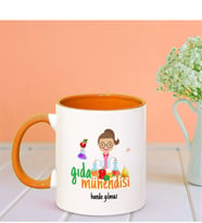 BK Gift Kişiye Özel Mesleki Gıda Mühendisi Turuncu Kupa Bardak- 2