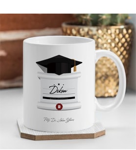 BK Gift Kişiye Özel Dekan Beyaz Kupa Bardak - 1