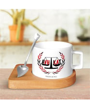 BK Gift Kişiye Özel Mesleki Avukat Tasarımlı Ahşap Altlıklı Seramik Fincan - 6