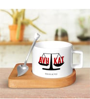 BK Gift Kişiye Özel Mesleki Avukat Tasarımlı Ahşap Altlıklı Seramik Fincan - 5