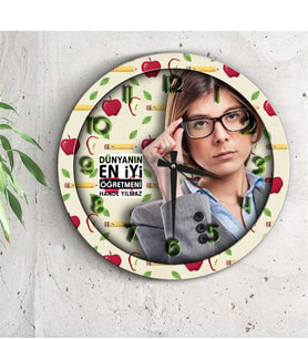 BK Gift Kişiye Özel Dünyanın En İyi Öğretmeni Ahşap Duvar Saati - 2