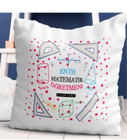 BK Gift Kişiye Özel Matematik Öğretmeni Tasarımlı Beyaz Yastık - 6