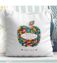 BK Gift Kişiye Özel Dünyanın En İyi Öğretmeni Tasarımlı Beyaz Yastık - 2