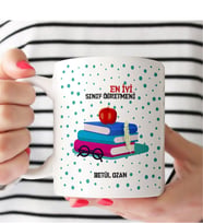 BK Gift Kişiye Özel En İyi Sınıf Öğretmeni Tasarımlı Beyaz Kupa Bardak - 3