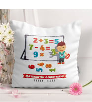 BK Gift Kişiye Özel Matematik Öğretmeni Tasarımlı Beyaz Yastık - 5