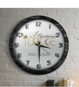 BK Gift Kişiye Özel Mesleki Türkçe Öğretmeni Ahşap Duvar Saati - 1
