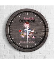 BK Gift Kişiye Özel Mesleki Anaokulu Öğretmeni Ahşap Duvar Saati - 3