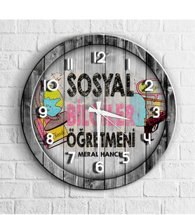 BK Gift Kişiye Özel Mesleki Sosyal Bilgiler Öğretmeni Ahşap Duvar Saati - 3