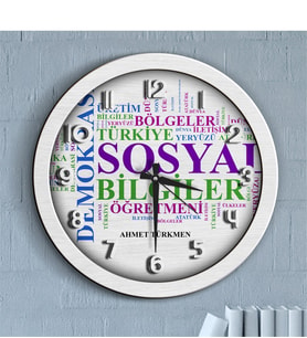 BK Gift Kişiye Özel Mesleki Sosyal Bilgiler Öğretmeni Ahşap Duvar Saati - 1