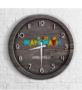BK Gift Kişiye Özel Mesleki Matematik Öğretmeni Ahşap Duvar Saati - 2