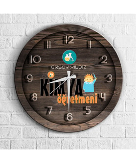 BK Gift Kişiye Özel Mesleki Kimya Öğretmeni Ahşap Duvar Saati - 1