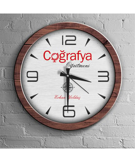 BK Gift Kişiye Özel Mesleki Coğrafya Öğretmeni Ahşap Duvar Saati