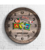 BK Gift Kişiye Özel Mesleki Anaokulu Öğretmeni Ahşap Duvar Saati - 1
