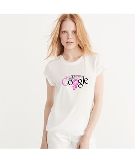 Google Ben Bilmem Beyim Bilir Tasarımlı Beyaz Bayan Tişört