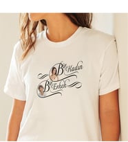 BK Gift Kişiye Özel Bir Kadın Bir Erkek Tasarımlı Fotoğraflı Beyaz Bayan Tişört - 1