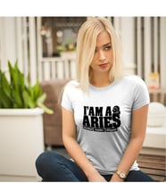 BK Gift Koç Burcu Tasarımlı Beyaz Kadın Tişört - 1