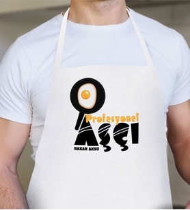 BK Gift Kişiye Özel Profesyonel Aşçı Beyaz Mutfak Önlüğü - 2