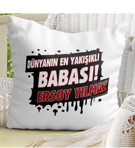 Babalar Gününe Özel Dekoratif Beyaz Yastık 32