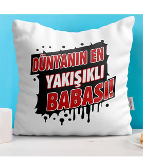 Babalar Gününe Özel Dekoratif Beyaz Yastık 31