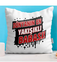 Babalar Gününe Özel Dekoratif Beyaz Yastık 31