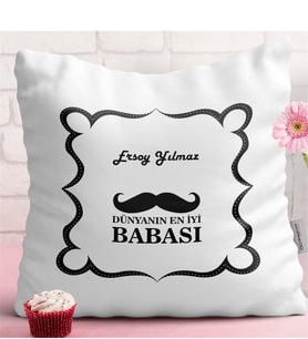 Babalar Gününe Özel Dekoratif Beyaz Yastık 25