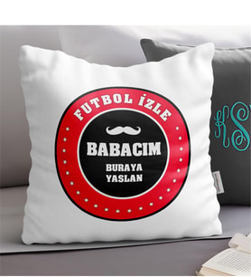 Babalar Gününe Özel Dekoratif Beyaz Yastık  4