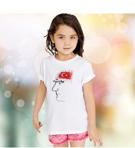 BK Gift Kişiye Özel 23 Nisan Tasarımlı Beyaz Çocuk Tişört - K12