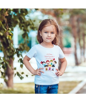 BK Gift Kişiye Özel 23 Nisan Tasarımlı Beyaz Çocuk Tişört - K6