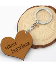 BK Gift Kişiye Özel Ahşap Oyma Tasarımlı MDF Kalp Anahtarlık
