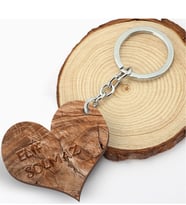 BK Gift Kişiye Özel Ahşap Kabartma Tasarımlı MDF Kalp Anahtarlık