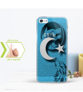 Iphone 5 - 5S İnce Şeffaf Silikon Telefon Kapağı (Göktürkçe TÜRK Yazısı-4)