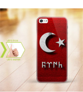 Iphone 5 - 5S İnce Şeffaf Silikon Telefon Kapağı (Göktürkçe TÜRK Yazısı-2)