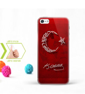 Iphone 5 - 5S İnce Şeffaf Silikon Telefon Kapağı (Atatürk-3)