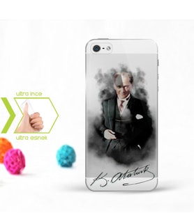Iphone 5 - 5S İnce Şeffaf Silikon Telefon Kapağı (Atatürk-2)