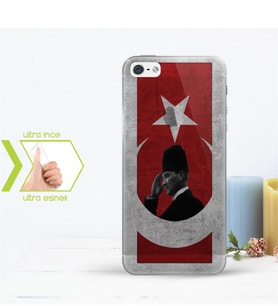 Iphone 5 - 5S İnce Şeffaf Silikon Telefon Kapağı (Atatürk-1)