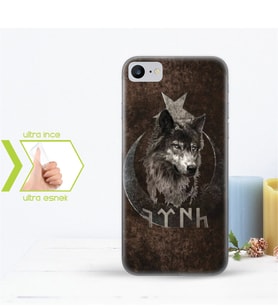Iphone 7 İnce Şeffaf Silikon Telefon Kapağı (Göktürkçe TÜRK Yazısı-1)