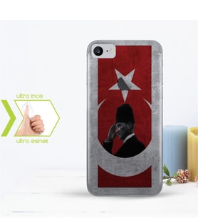 Iphone 7 İnce Şeffaf Silikon Telefon Kapağı (Atatürk-1)