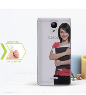BK Gift Kişiye Özel Casper Via E1 İnce Şeffaf Silikon Telefon Kapağı