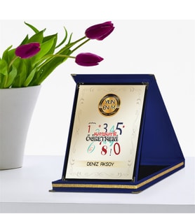BK Gift Kişiye Özel Yılın En İyi Matematik Öğretmeni Lacivert Plaket Ödülü - 3