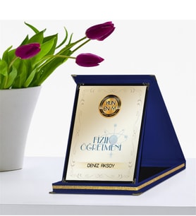 BK Gift Kişiye Özel Yılın En İyi Fizik Öğretmeni Lacivert Plaket Ödülü - 1