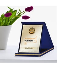 BK Gift Kişiye Özel Yılın En İyi Fen Bilimleri Öğretmeni Lacivert Plaket Ödülü - 4