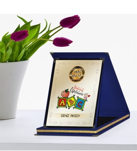 BK Gift Kişiye Özel Yılın En İyi Anasınıfı Öğretmeni Lacivert Plaket Ödülü - 1