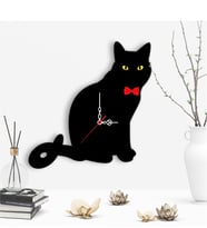 Dekoratif Kedi Tasarımlı Ahşap Duvar Saati - 3