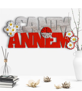 Dekoratif Canım Annem Tasarımlı Ahşap Duvar Saati - 1