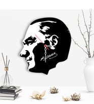 Dekoratif Atatürk Tasarımlı Ahşap Duvar Saati - 6