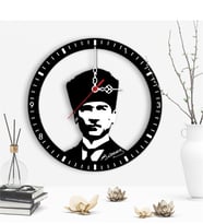 Dekoratif Atatürk Tasarımlı Ahşap Duvar Saati - 5
