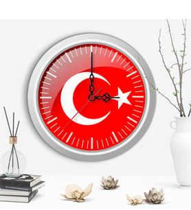 Dekoratif Türk Bayrağı Tasarımlı Ahşap Duvar Saati