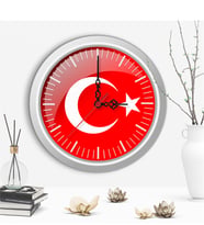 Dekoratif Türk Bayrağı Tasarımlı Ahşap Duvar Saati