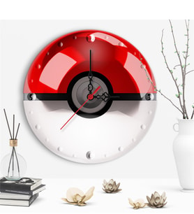 Dekoratif Pokemon Ball Tasarımlı Ahşap Duvar Saati - 2