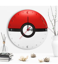Dekoratif Pokemon Ball Tasarımlı Ahşap Duvar Saati - 1